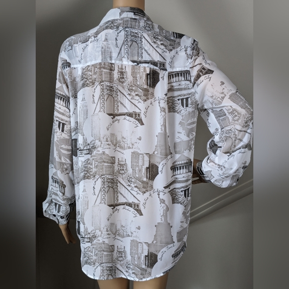 N.Y.C. Inspired Long Sleeve Gray and White Button Up - Picture 7 of 12